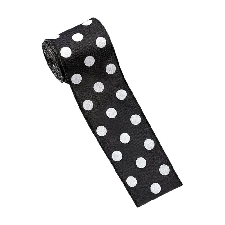 Crafting Ribbon For Holiday Decorations Gift Bowknot Christmas Tree Ornament Durable Polyester Fabric Black White Design