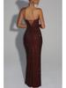 European American Women's Socialite Style Slim Fit Sleeveless Sequin Evening Gown Dress 8226