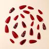 Almond Shaped Claret Rose Print Removable Fake Nail Art Patches