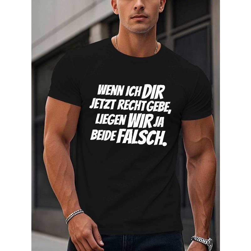 European Size Men'S Summer Short Sleeve T-Shirt with a Fun German Saying