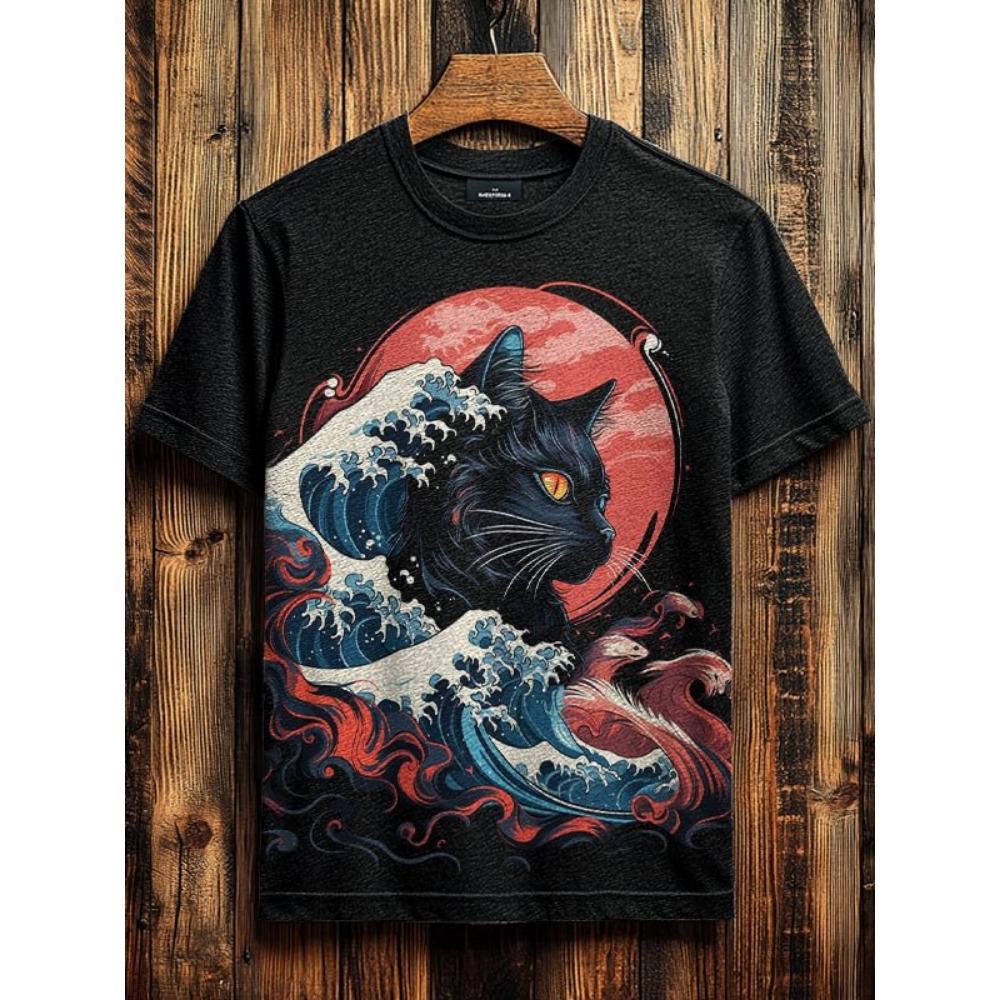 2026 Men's T-Shirt Funny Cartoon Black Cat Unicorn UFO Art 3D Print T Shirt Summer Men Women Short Sleeve Tee Casual Kid Y2k Top
