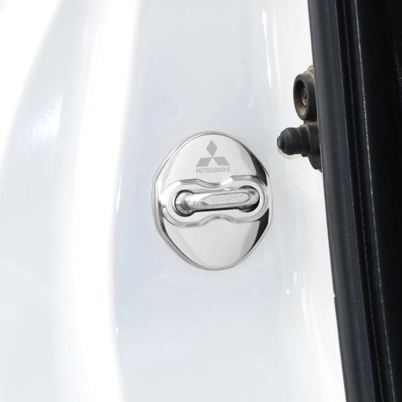 4PCS Car-Styling car door lock cover Auto Emblems Case For Mitsubishi Asx Lancer Outlander Pajero Ralliart
