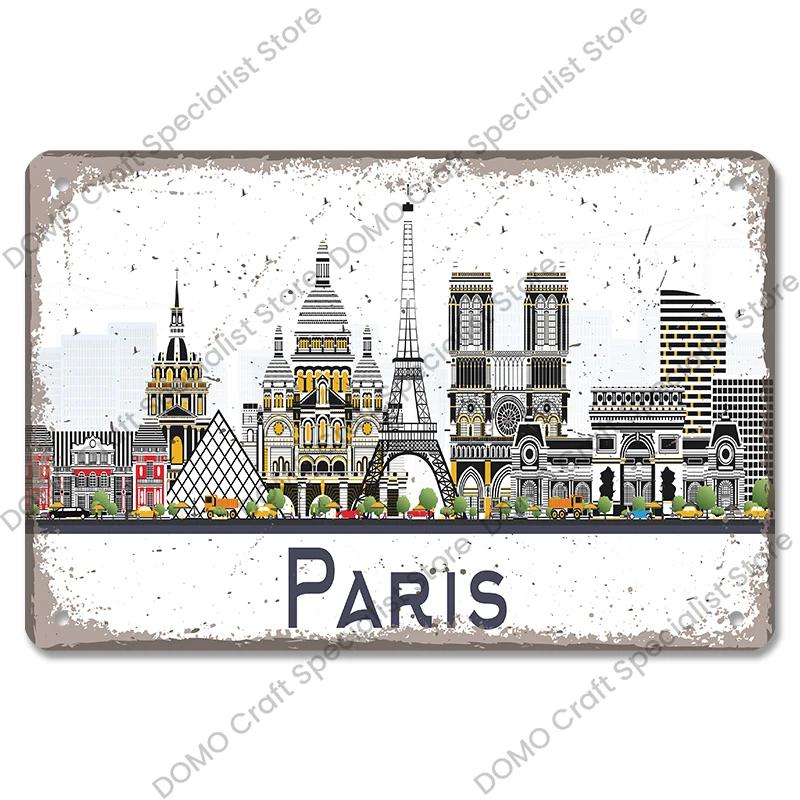 Vintage Paris City of Love Bastille Day Metal Tin Sign  French Wall Decor for Cafe Living Room Home  Retro Poster Plaque for Uni