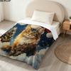 Christmas cat Printed Flannel Blanket, soft throw for bedroom sofa, washable, Christmas present, great gift.