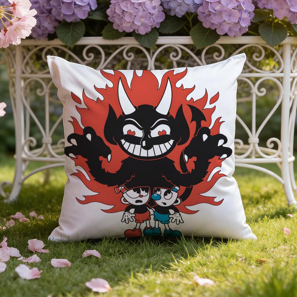 Cartoon C-Cuphead Cushion Cover Home & Car Dual-Scene Pillow Cover: Reversible for Premium Comfort