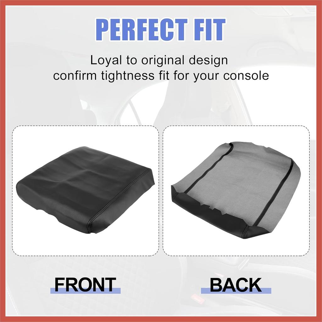 ACROPIX Car Center Console Lid Armrest Seat Box Cover Protector Replacement Microfiber Leather for Nissan Titan 2004-2014 Armrest Lid Not Included