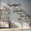 3 Stück Holzfisch Wanddeko Rustikaler Walhai Delfin Strand Küsten Wandkunst Nautische Wandbehang Skulptur für Badezimmer Seehaus Dekor