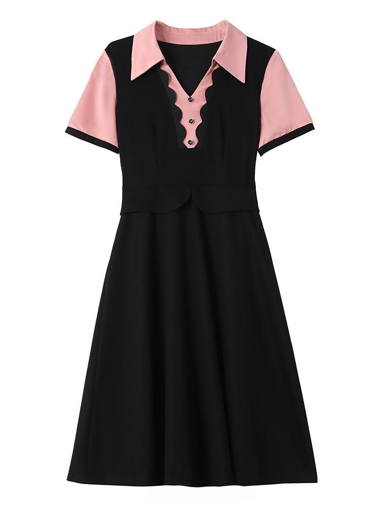 Color-Block Chic Plus Size Two-Piece Look Dress - Short Sleeve Summer Fashion for Women