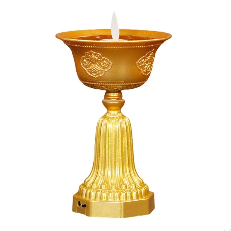 62KD Flame Effect LED Butter Lamp, USB Power for Temple Worship and Living Space Enhancement