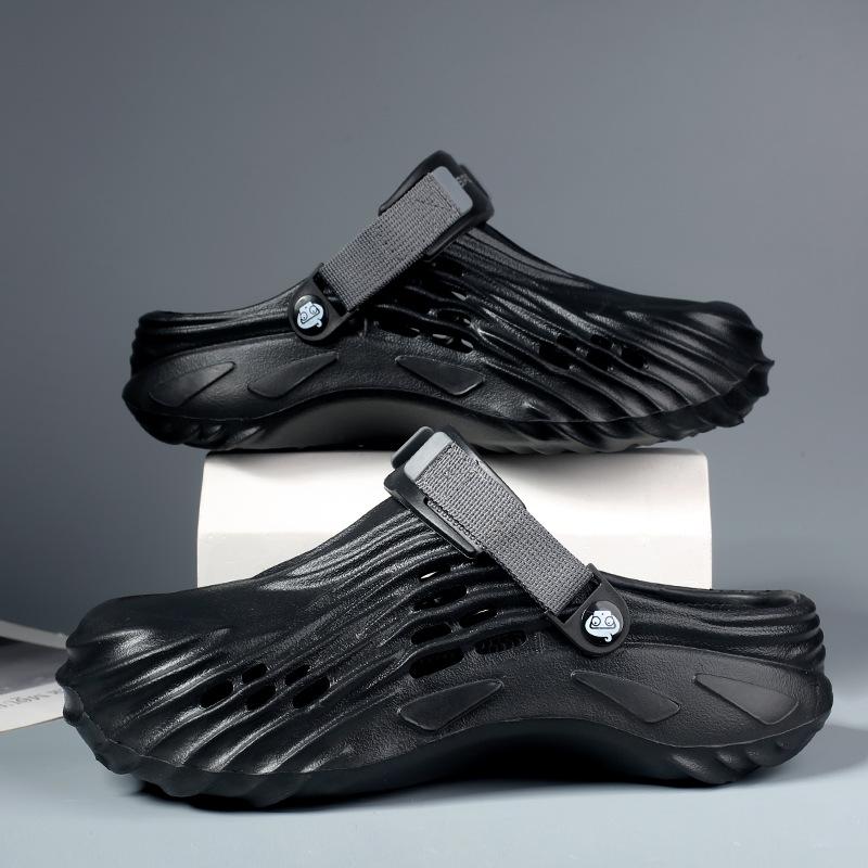 

Hole shoes men s summer size 47 wear dual-purpose car bag head hole shoes soft sole home coconut sandals non-slip 40 чёрный