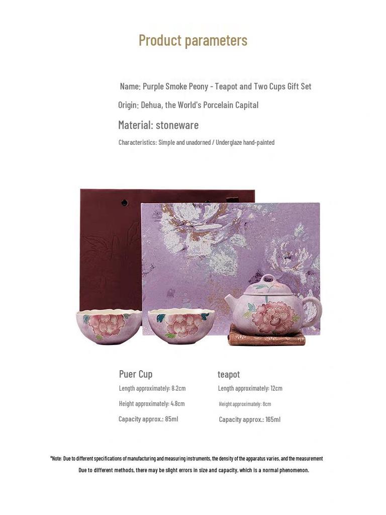 Peony Lid Bowl & Kung Fu Tea Set: Exquisite Ceramic Tea Brewing Gift Box for Friends