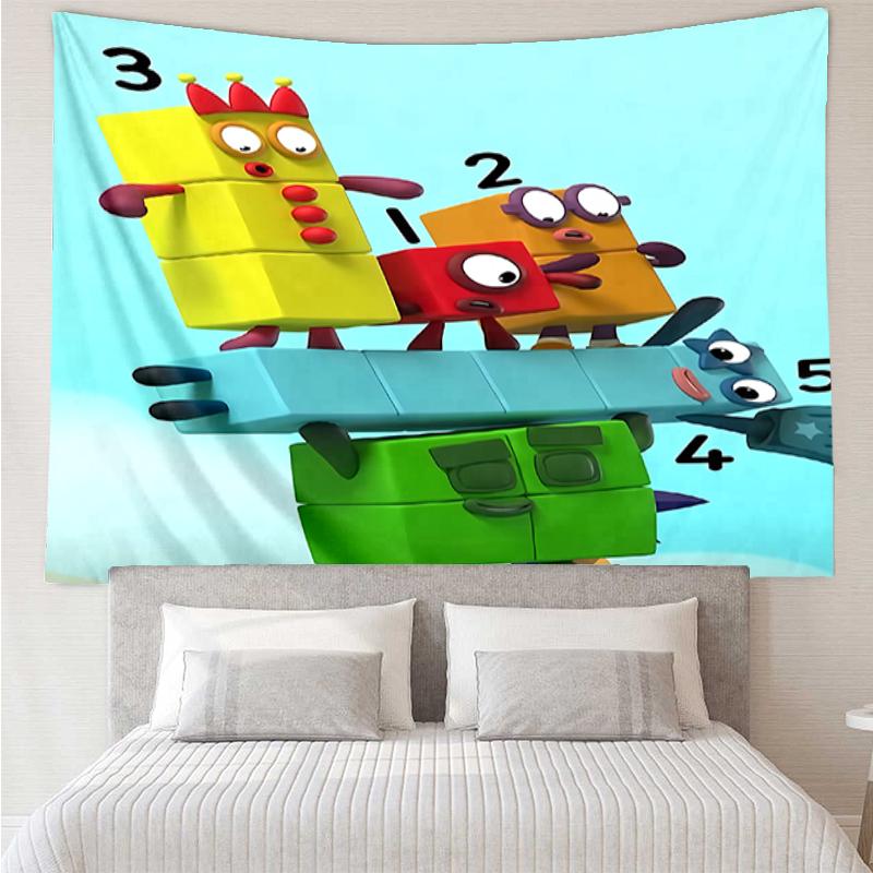 Numberblocks Druck Wandteppich, Hintergrund, Einfache Montage, Ideal für Schlafzimmer, Büro & Wohnzimmer, mit Ästhetischer Wanddekoration zum Aufhängen.