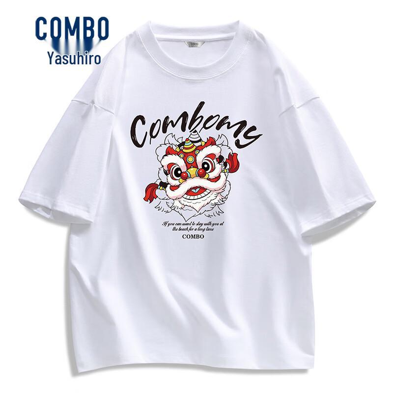 Kangbo Unisex Loose Fit Cool-Touch Cotton Lion Dance T-Shirt S