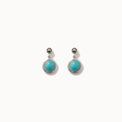 Jlauren M03622 Macasite Round Turquoise Earrings
