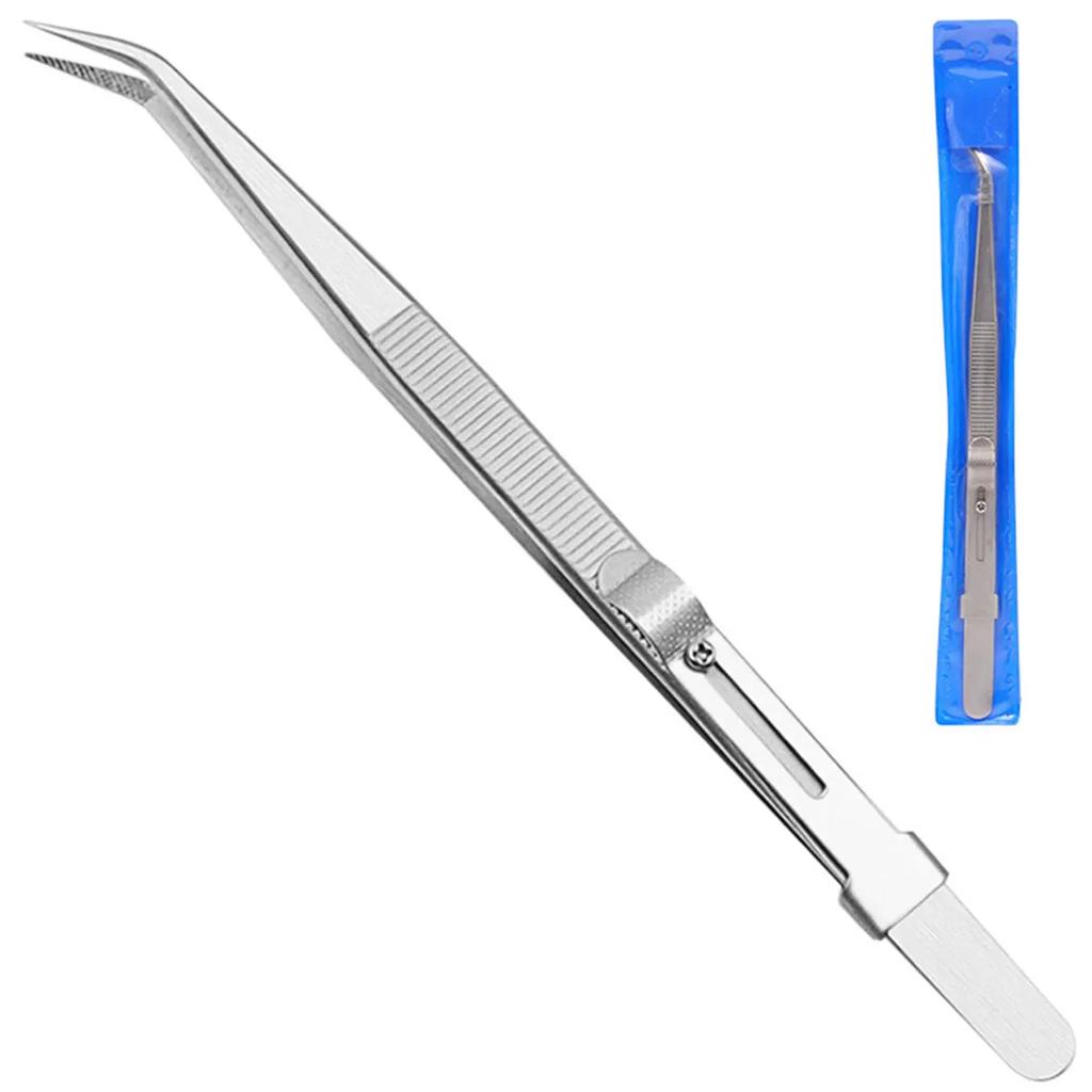 Slide Locking Tweezers Stainless Steel Fine Tipped Precision Tweezers Straight Curved Industrial Tweezers for Jewelry