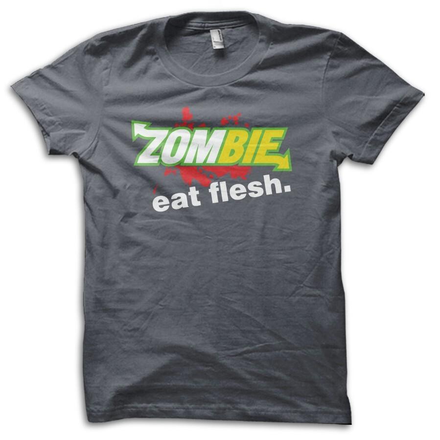 Zombie Eat Flesh Parody Fast Food Restaurant Inspired Joke T-Shirt M5680 S