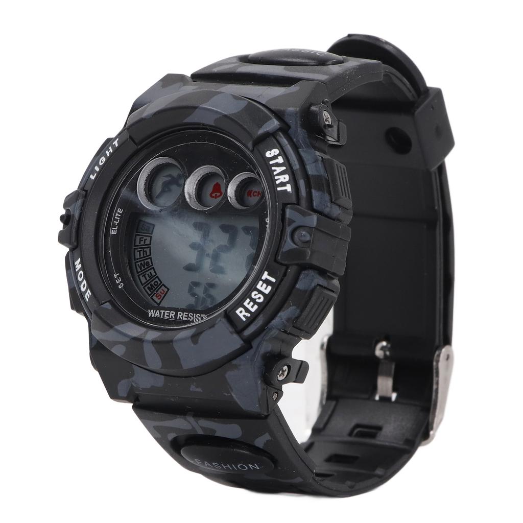 Kids Camouflage Digital Watch Alarm Clock Date Display Split Time On Time Alarm 12Celsius24 Hour 7 Colors LED Backlight 50m Waterproof Watch for Boys