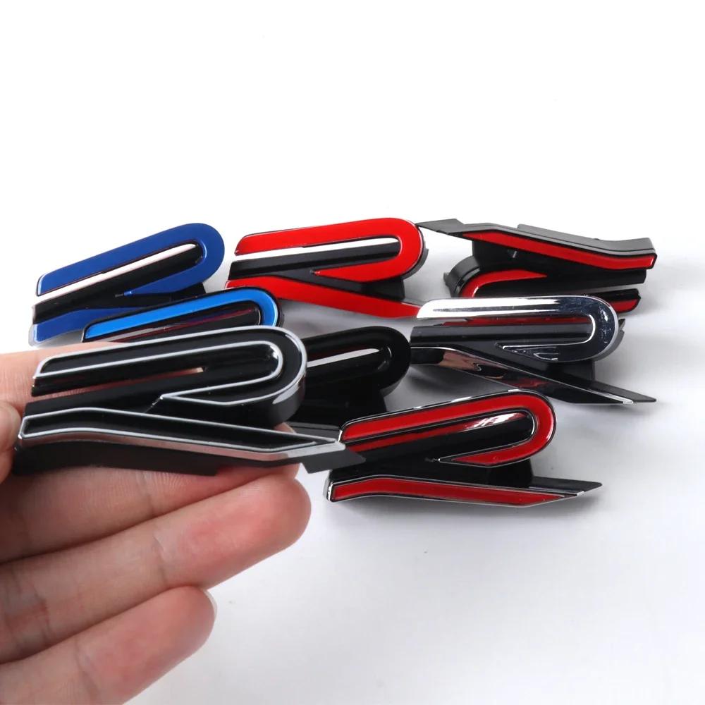 ·3D Car Head ABS Modified Front Grille R Logo Emblem Sticker For Volkswagen VW Rline Polo Passat B5 B7 Golf 8 Touran Caddy GTI