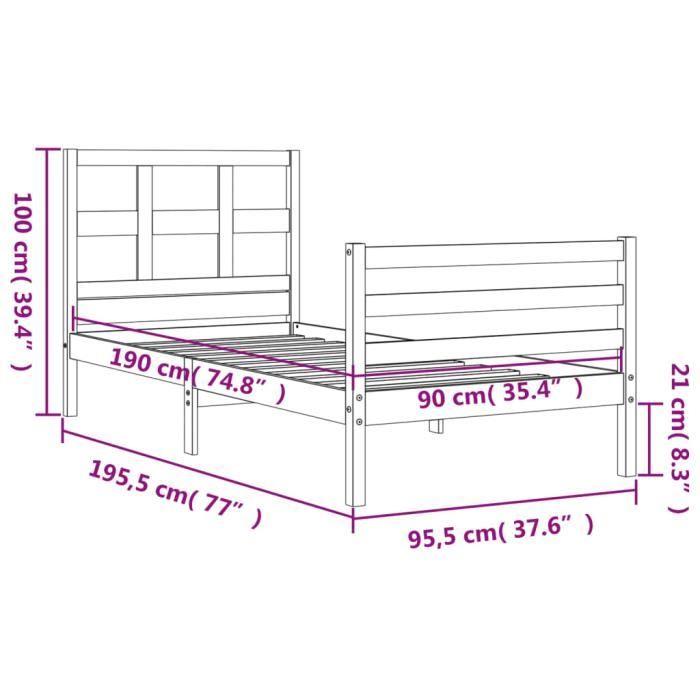 VidaXL Bed Frames with Simple Solid Wood Headboard 3194796