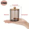 4 Packs Holder Dispenser With Bamboo Lid - 10-Ounce Bathroom Storage Containers for Cotton Balls Cotton Swab Bath Salts Vanity C