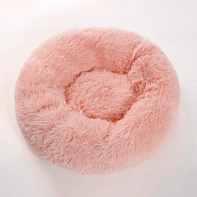 Round Warm Winter Pet Bed for Dogs & Cats - Non-Stick Hair Sleeping Nest for Small Pets