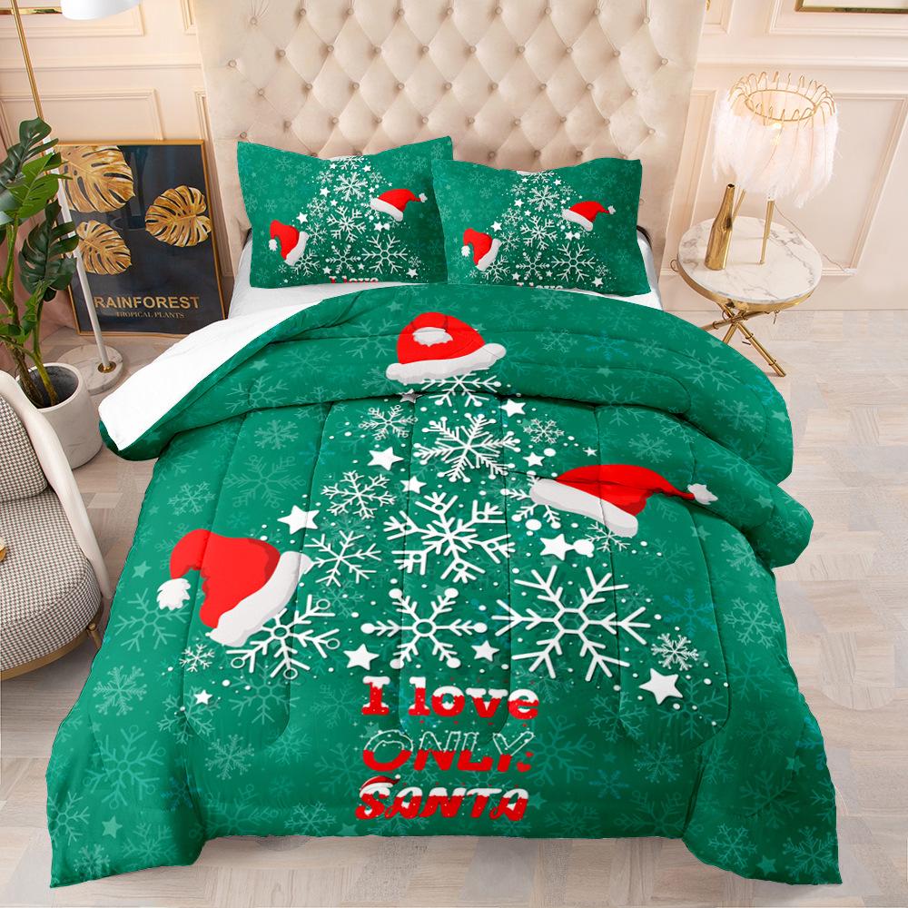 

Стеганый трехпредметный набор на Рождество, Всесезонное универсальное стеганое одеяло из перьевого шелкового хлопка с цифровой печатью Twin 172 * 218 Pillowcase 50 * 75