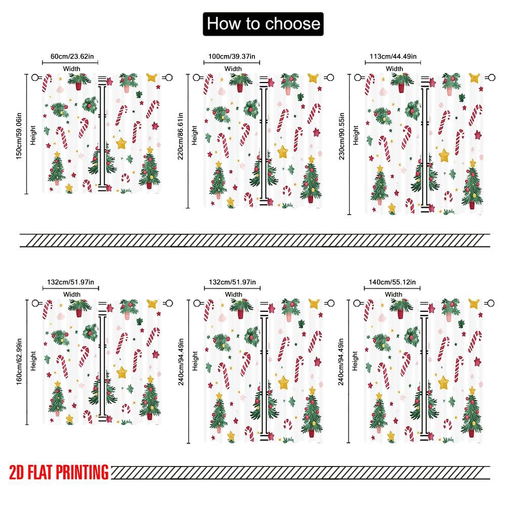 2pcs  2D plane printing Curtains&Window Treatment Christmas Tree Gift Stars (3) Polyester Easy Install (without rod) Room Decor
