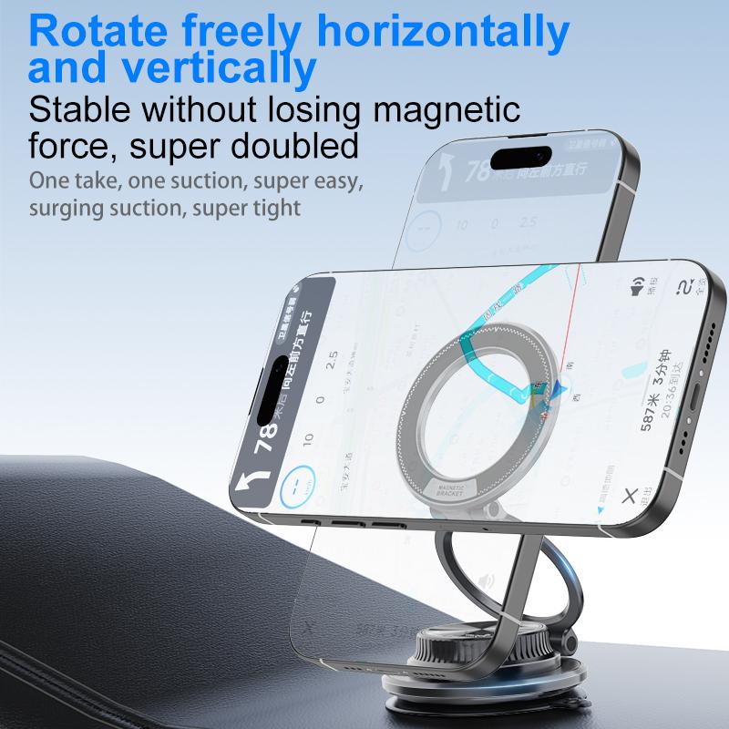 Suporte Magnético Forte para Celular Design Dobrável Ajustável 360° Ventosa para Carro para Celular Para xiaomi/iphone Transmissão ao Vivo
