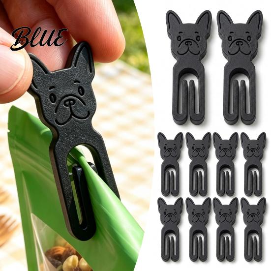 Document Clamps for Office 10Pcs 3D Printed French Bulldog Chip Clip Cute Food Bag Clips Durable Paper Holders Snacks Resealable Kitchen Organizer,