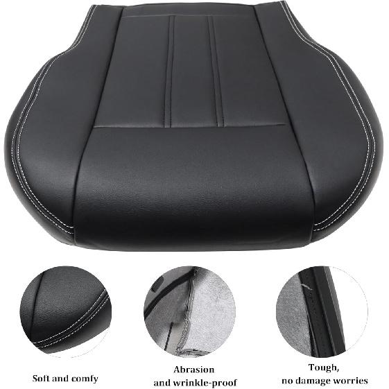 GXARTS Non-Perforated Front Driver or Passenger Side Bottom Replacement Leather Seat Cover Black Compatible with Chrysler Town & Country 2008 2009
