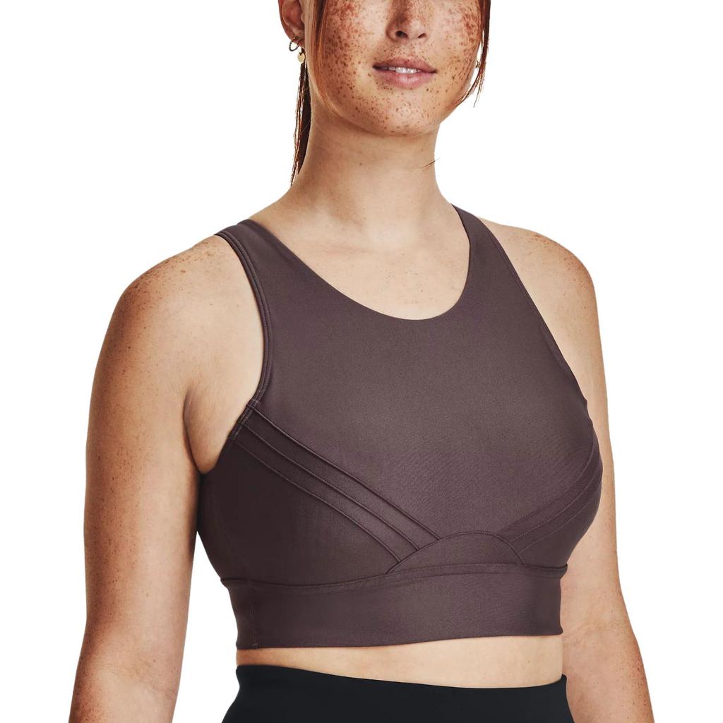 Under Armour Infinity Solid Fitted Pullover Medium Support Sports Bra Women Underwear Chestnut 1376883-057