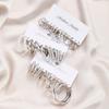 18 Pairs Silver Color Pearl Twist Hoop Earrings Set Vintage Metal Circle Geometric Earrings for Women 2024 Trendy Jewerly Gifts