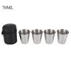 4Pcs 30ml/70ml Outdoor Practical Travel Stainless Steel Cups Mini Set Glasses for Whisky Wine with Case Portable Drinkware