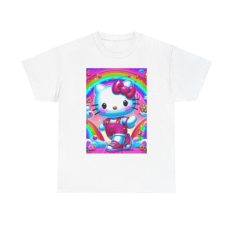 Rainbow Kitty Roller Skater T-Shirt | Cute Cat Graphic Tee 150
