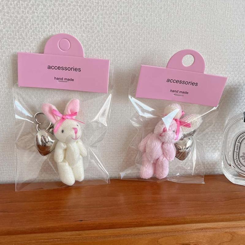 Fashionable Rabbits Shaped Keyring Cartoont Bunnys Toy Bag Pendant Keychain Ornament Unique Accessory for Animal Lovers