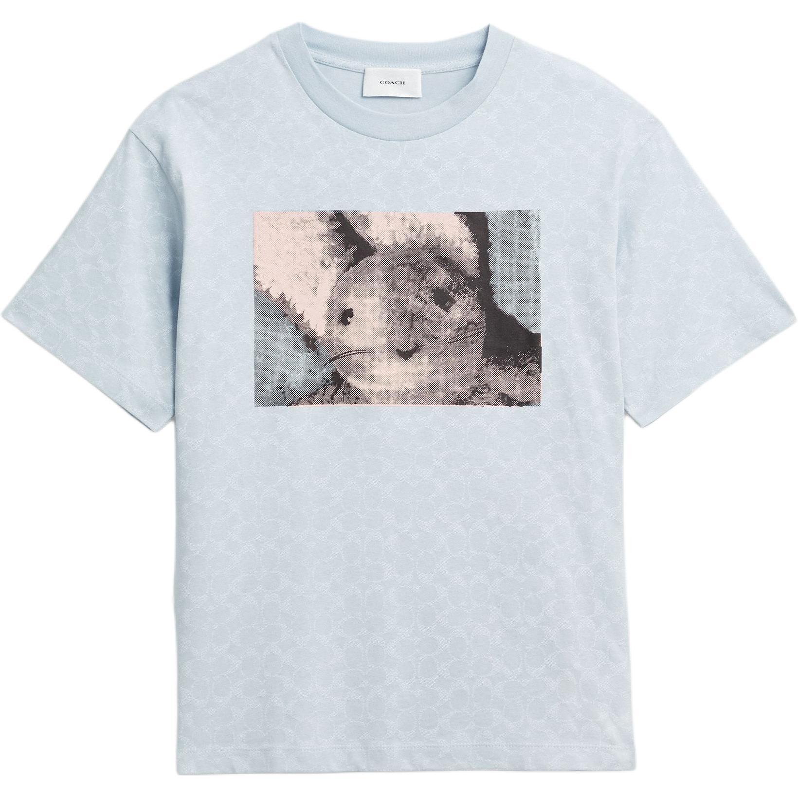 Coach Rabbit Pattern Round Neck Regular T-Shirt Women Tops CCO77-OYG L