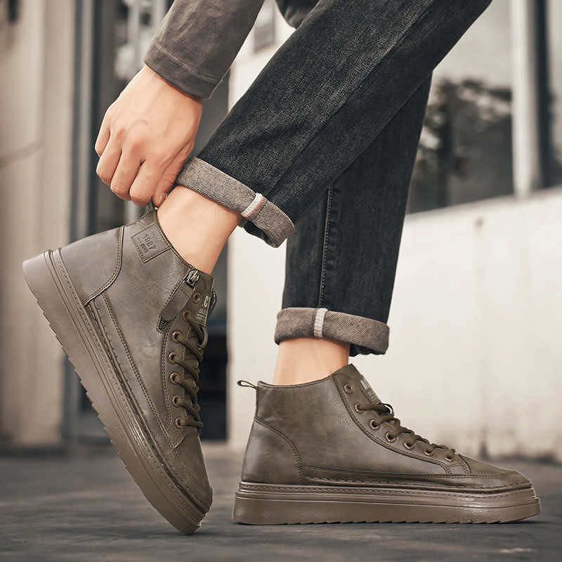 Mode High-Top Übergangszeit Herren Schwarzer Stiefel Klobige Grüne Farbe Schuhe Mann Sneakers Sport Leben Draußen Neue Kollektion 2025outdoor