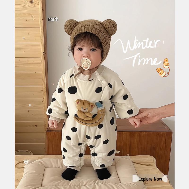 Super Cute Korean Style Baby Cotton Jacket - Winter 2025 Newborn Padded Jumpsuit