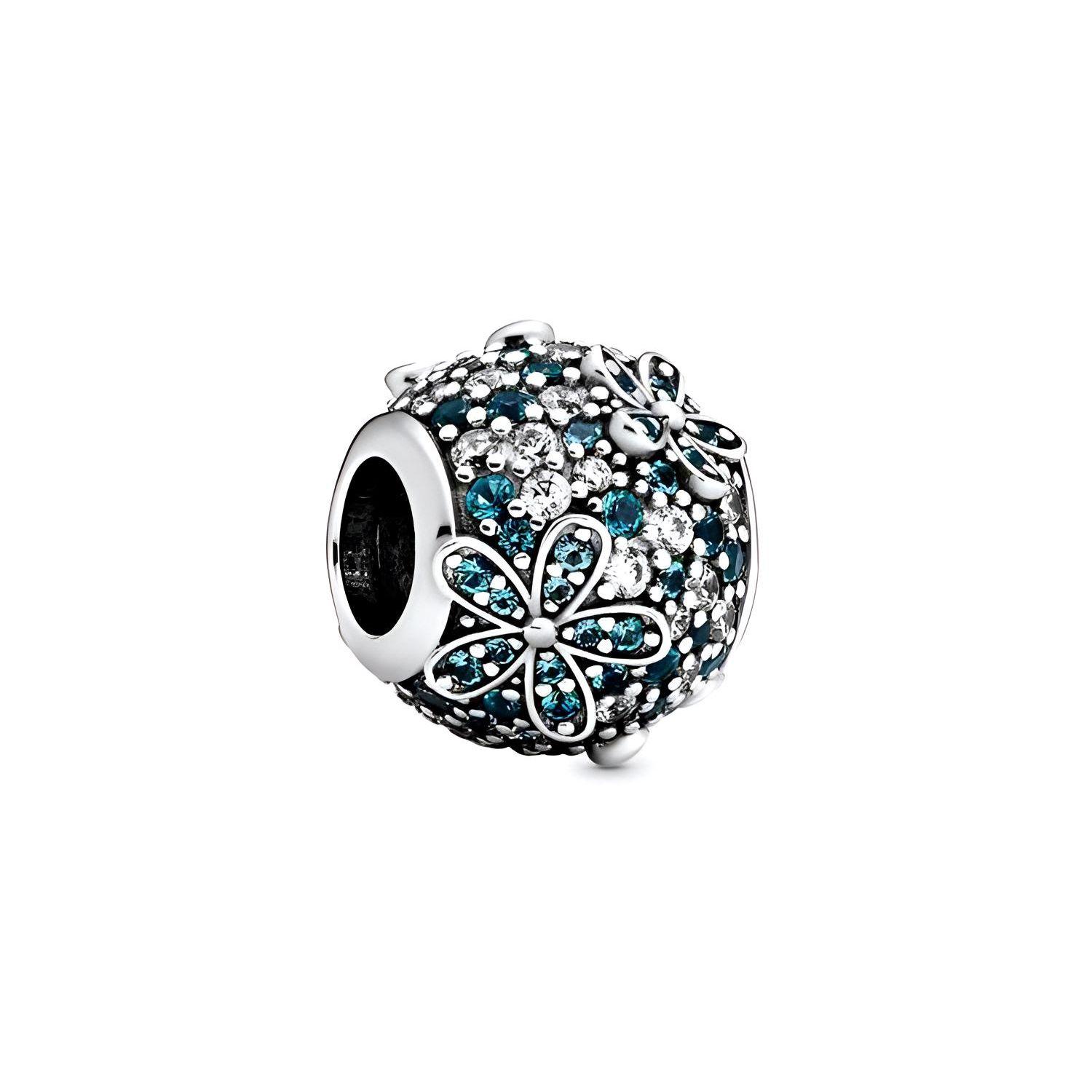 Pandora Duck Blue Pavé Daisy Charm Unisex Charm 798797 Rong Blue