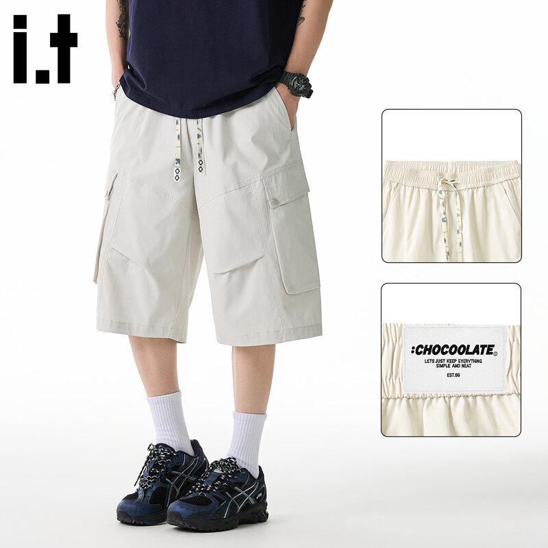 CHOCOOLATEit Men s Pleated Patchwork 3/4 Cargo Shorts 4XL