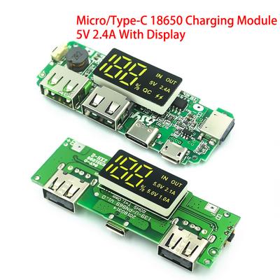 LED Dual USB 5V 2,4A Micro/Typ-C USB Mobile Power Bank 18650 Lademodul Lithium Batterie Ladegerät Bord Schaltung Schutz