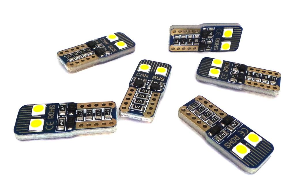 6 Pcs LED Bulb T10, W5W 12V-18V 3W CANBUS 320lm Off-Road