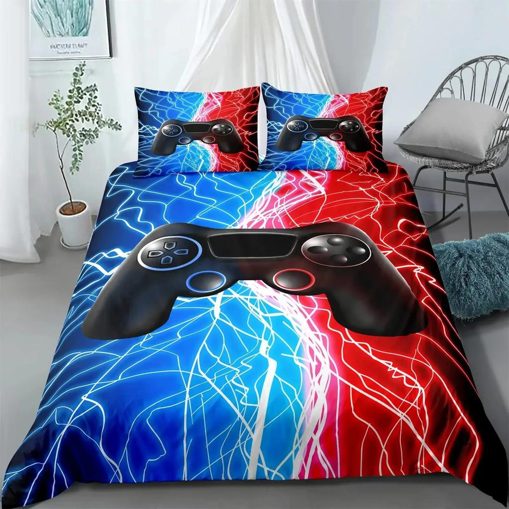 Gamepad Warm Comforter Cover R Beding Set Tens Video with Soft Fabric Duvet For Youth Children Kids Young Boys Modern Controler Bedspread