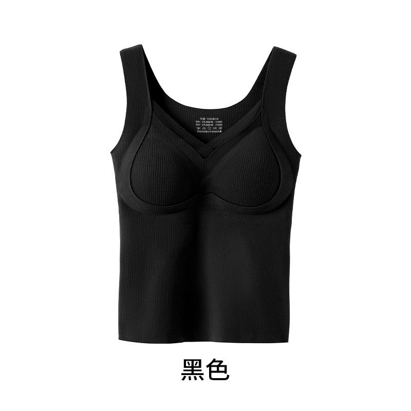 

Autumn and winter warm vest with chest pad, thin constant temperature bottoming, sleeveless slim vest 2xl [40/90abc recommended 67.5-75kg] чорний