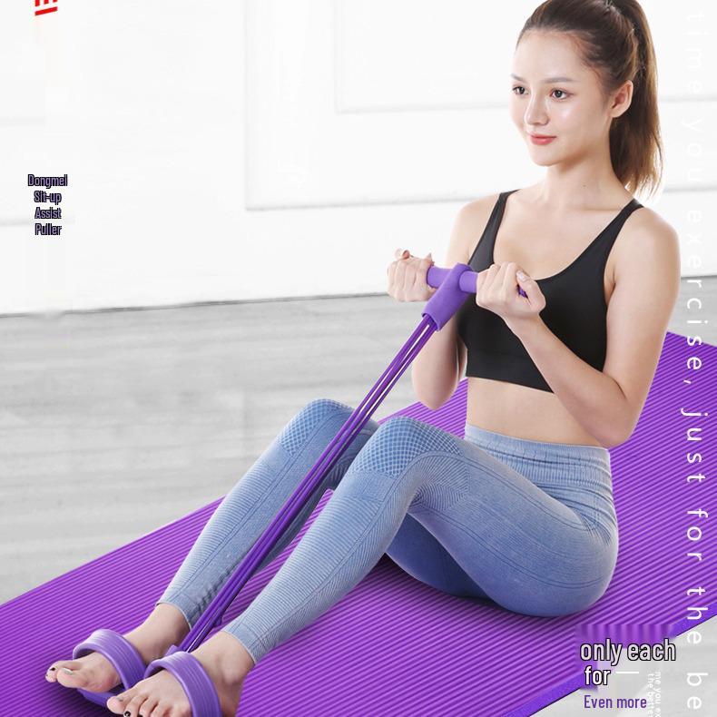 Six-Tube Foot Pedal Resistance Band & Waist Trimmer for Home Fitness