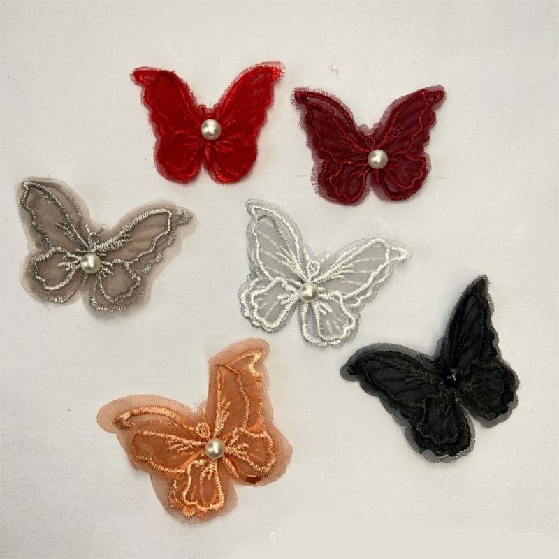 Fabric Pearls Embroidered Butterfly Sewing Accessories For Craft And Fashion
