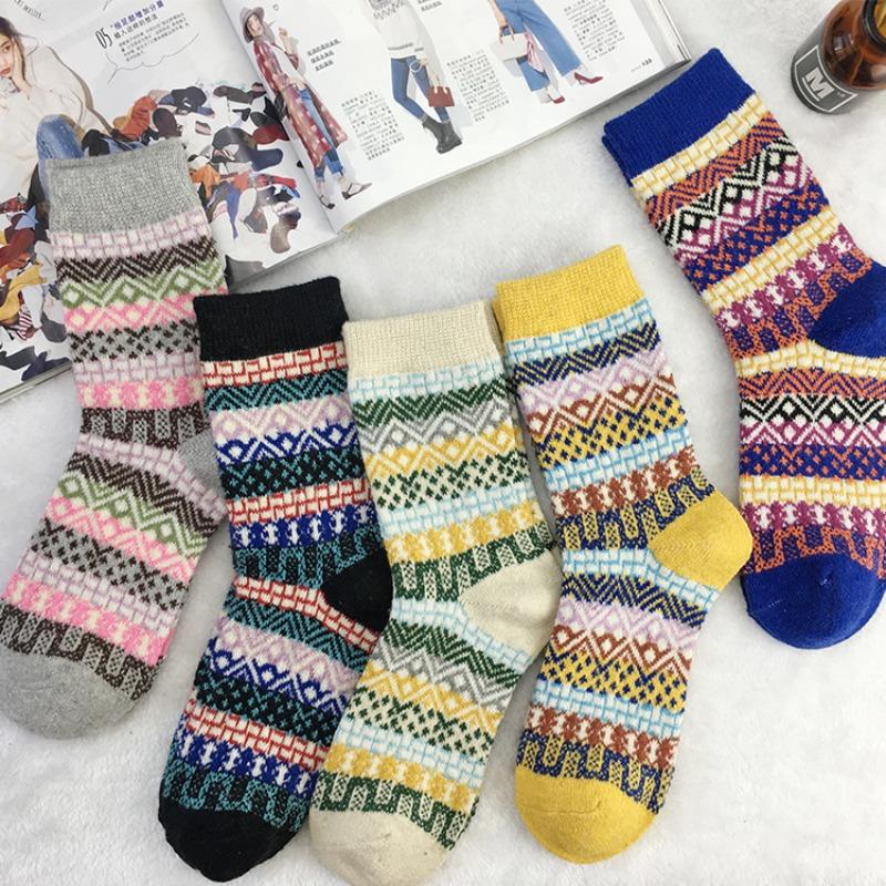 5 Pairs of Winter Square Thickened Warm Women's Rabbit Wool Socks
