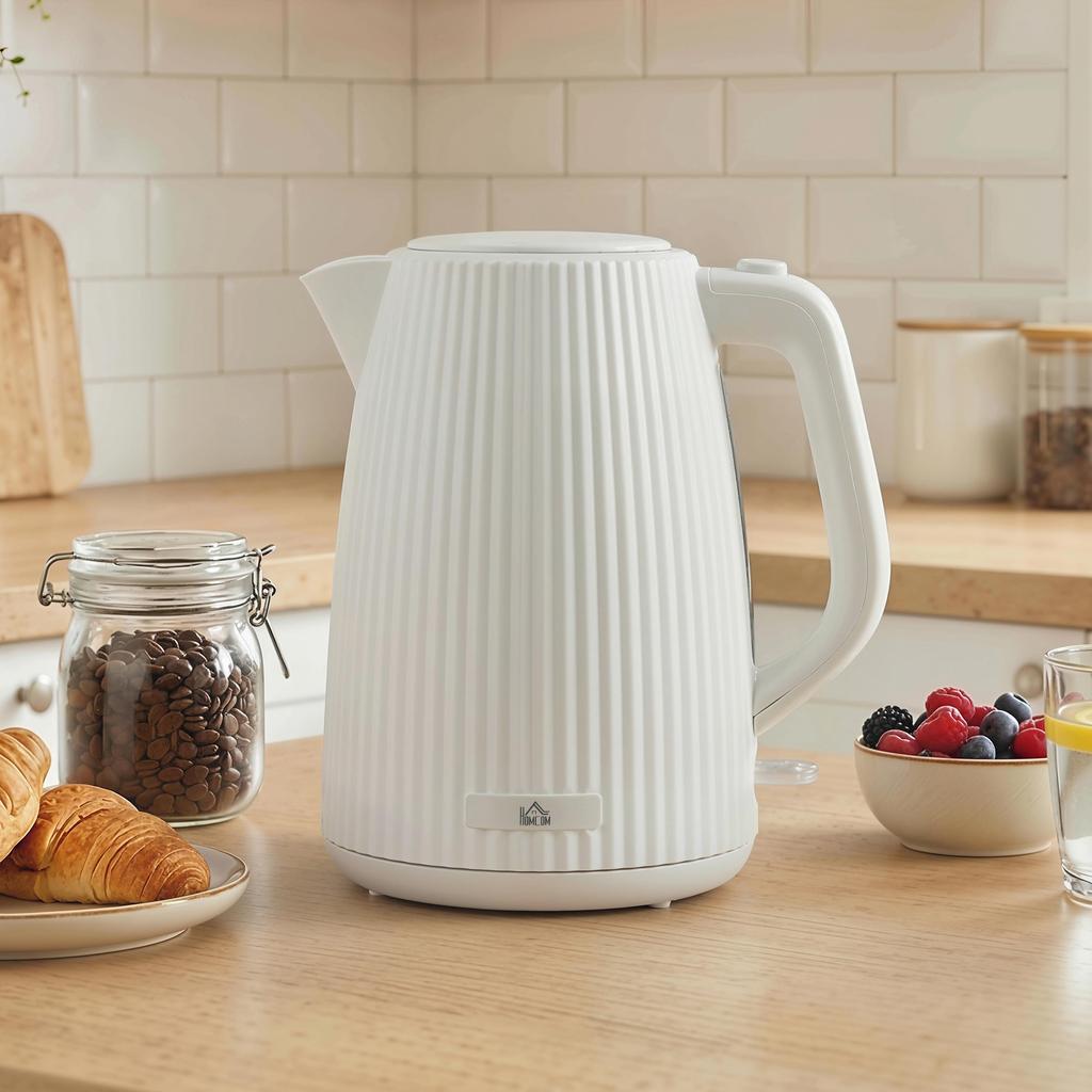 Electric Kettle 1.7L 2200W with Removable Anti-Scale Filter Automatic Shut-off 360 degrees Swivel Base Cream