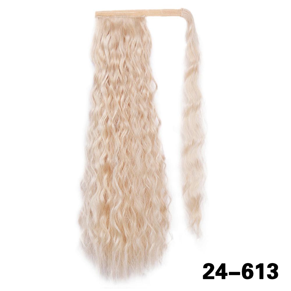 Synthetische Lange Mais Lockige Pferdeschwanzverlängerungen Schwarze Perücke Wickel-Clip-In Pferdeschwanzperücke für Frauen Alltagskleidung