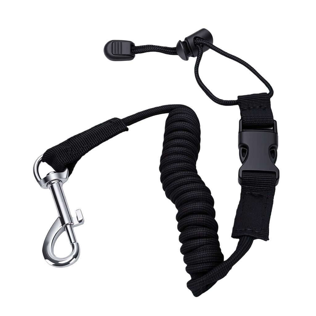 Kayak Paddle Leash Stretchable Shock Cord Fishing Pole Safety Tether with Ti Alloy Hook Black
